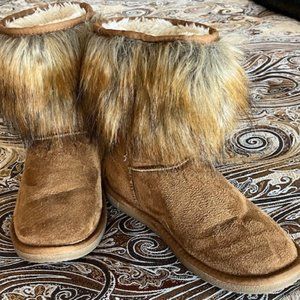Faux fur sheepskin booties